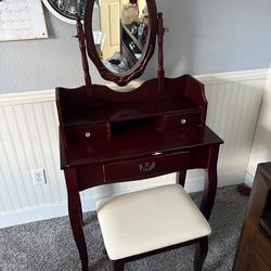makeup vanity with stool