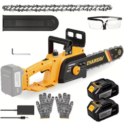 12" Electric Chainsaw Cordless, 20V Battery Powered Cordless Chain Saw, Chainsaw with 2 x 4.0Ah Lithium ion Battery and Charger for Wood Cutting, Tree