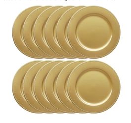 Set of 12 Gold Charger Plates. 13 in