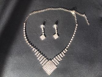 Diamond earrings and necklace