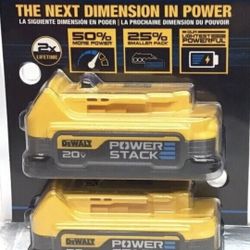Brand New Dewalt 20v Double Pack Batteries Power Stack 2.0 Size