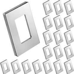 20 Pack] BESTTEN 1-Gang Signature Collection Silver Screwless Wall Plate, USWP8 Series Decorator Outlet Cover, H4.69" x W2.91", for Light Switch, Dimm