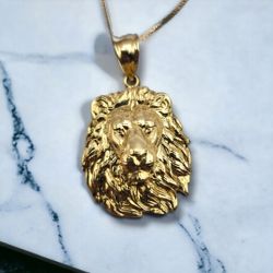 Lion Head Gold Pendant - 10K Gold