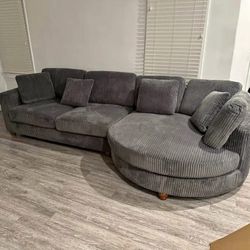 Dark Gray corduroy sectional sofa bed sleeper sofa