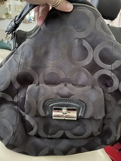 Black  Fabric Purse with blue silk interior