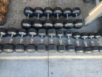 540lbs Hexagonal Rubber Dumbbell Set 10-50lbs
