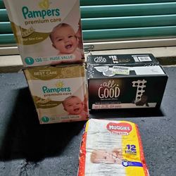 Pampers, All Good, and Huggies Size 1 Diapers Bundle
