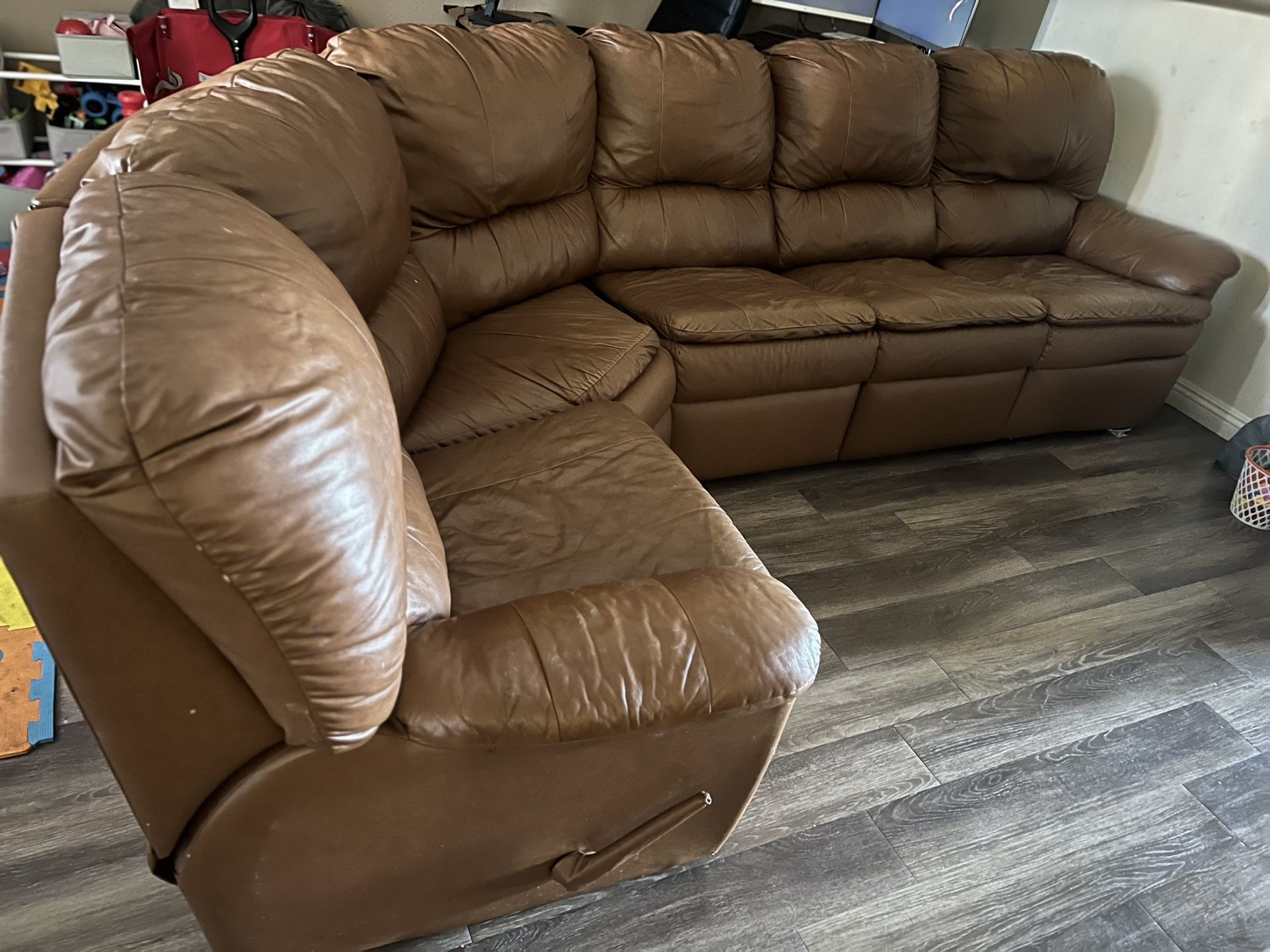 Leather Reclining Sectional Couch