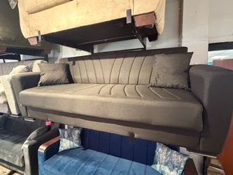 Gray Fabric Sofa Bed with Storage