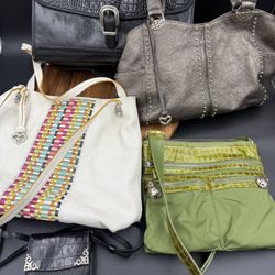 Lot Bundle Brighton Vintage Black Leather Purse Handbag Bag Crossbody Briefcase