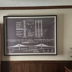 Huge Brooklyn Bridge Framed Blueprint from Restoration Hardware