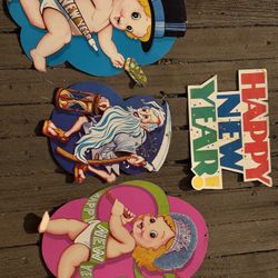 Vintage New Year  Bristle Cardboard 