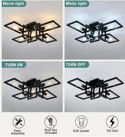 Black Industrial Semi Flush Mount Ceiling Light 5-Light