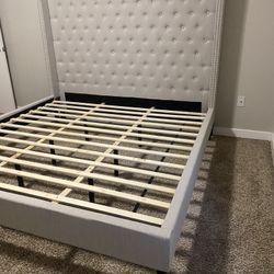 Beige Queen Size Bed Frame
