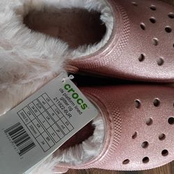 New Pink Platform Sparkle Crocs