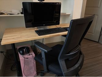 Modern Wood Desk & Ergonomic Office Chair Set