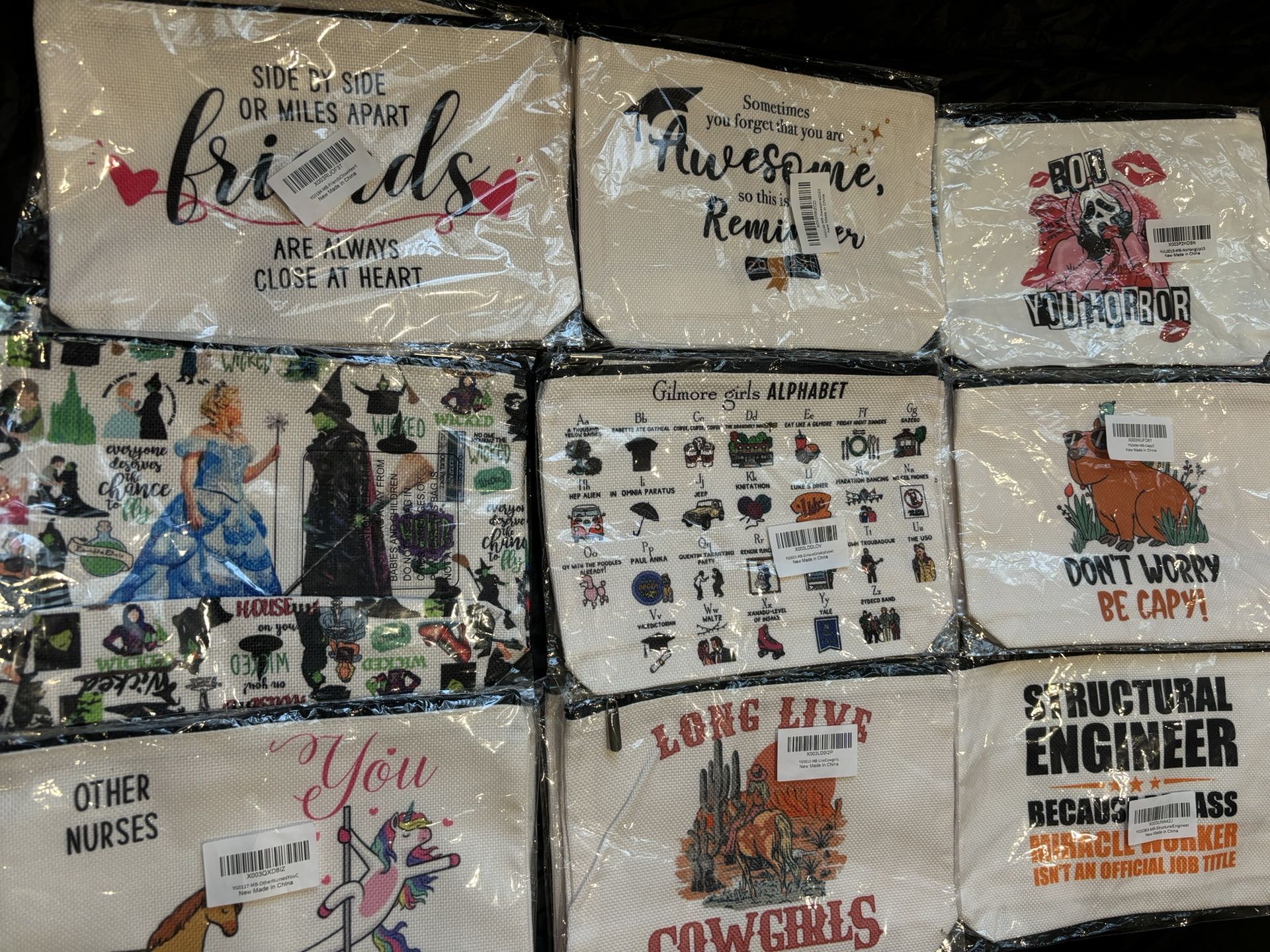 Multiple Themed Canvas Cosmetic bags 