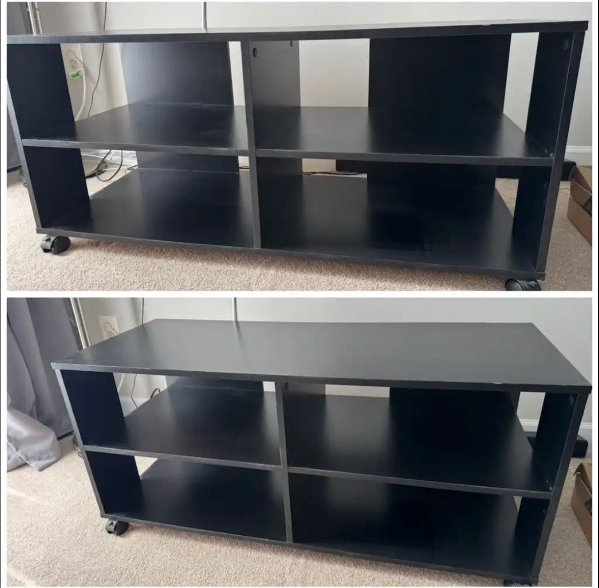Black TV Stand With Shelves $40 Cash Only