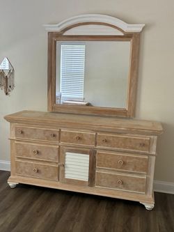 Bed frame + dresser + mirror