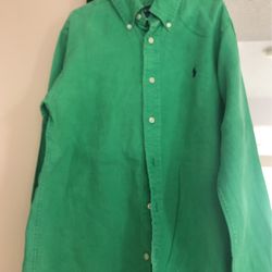 Polo Ralph Lauren RL EUC Size 12 Boys Linen Green Shirt