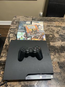 PS3 slim 160gb 1 remote + 5 games