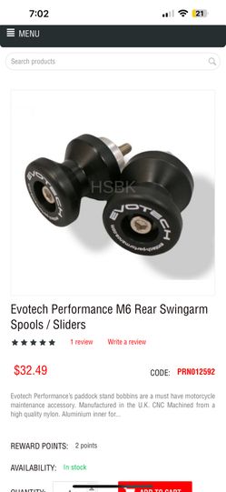 *NEW* Evotech Performance M6 Rear Swingarm Spools / Sliders PRN012592