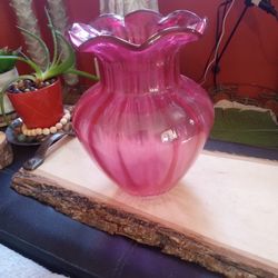 Vintage Rare Italian Lavender/Pink Large Glass Vase 