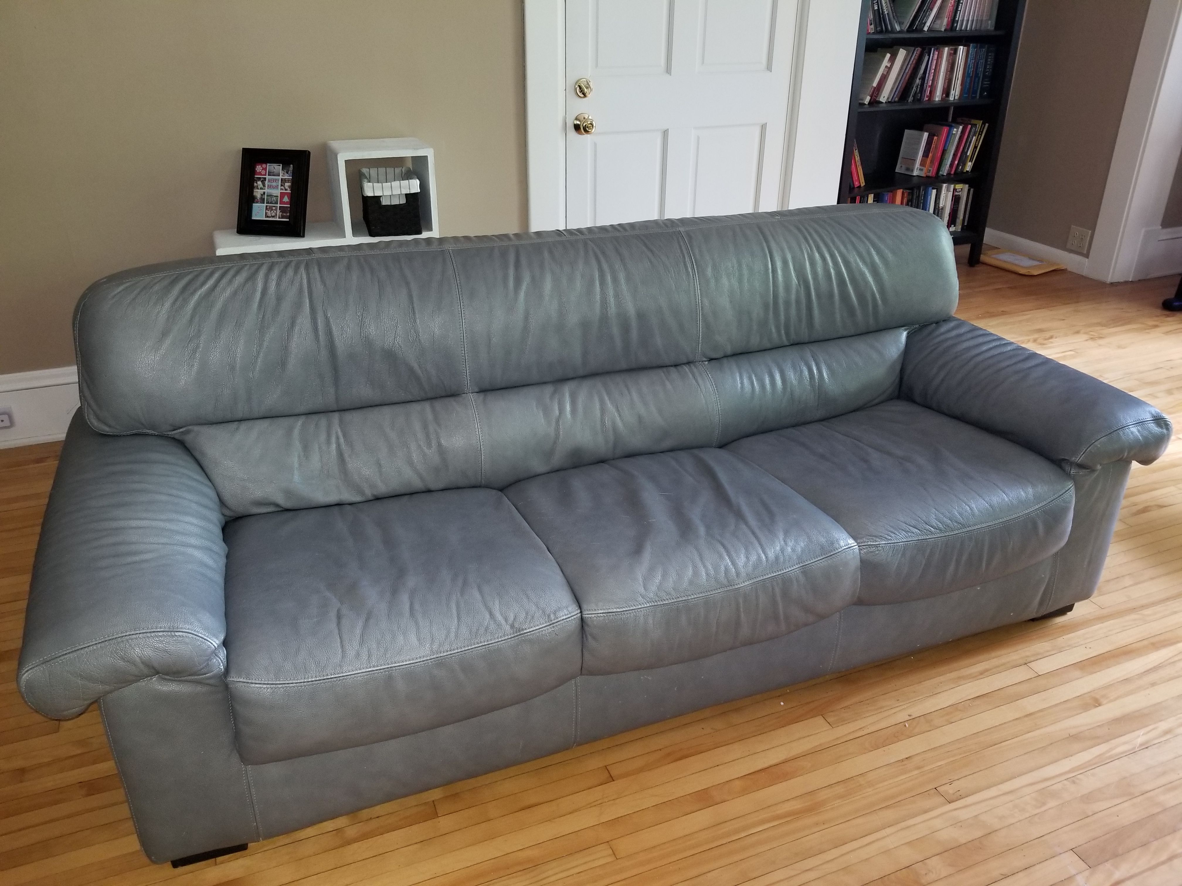 Gray Leather Sofa/Couch