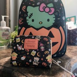 Loungefly Sanrio Hello Kitty Pumpkin Glow Mini Backpack And Wallet 