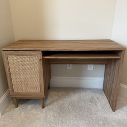 Modern Office Desk w/ Rattan Door