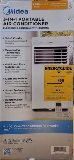 **1/2 Price ** Factory Sealed** Brand New In The Box** MIDEA 3IN1 PORTABLE AC UNIT