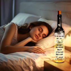 Friendship Wine Bottle LED Light Décor w/ Keychain – USB Powered 13”