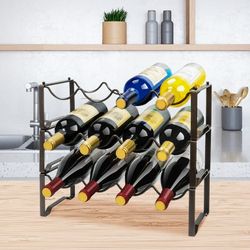 3-Tier tabletop Stackable Freestanding Wine Rack,Standing Bottles Holder Organizer,Wine Storage Shelf,Perfect for Bar,Wine Cellar,Basement,Cabinet,Pan