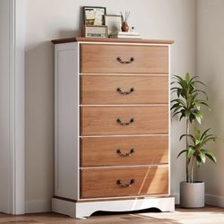 TALL 5 DRAWER SOLID WOOD DRESSER 