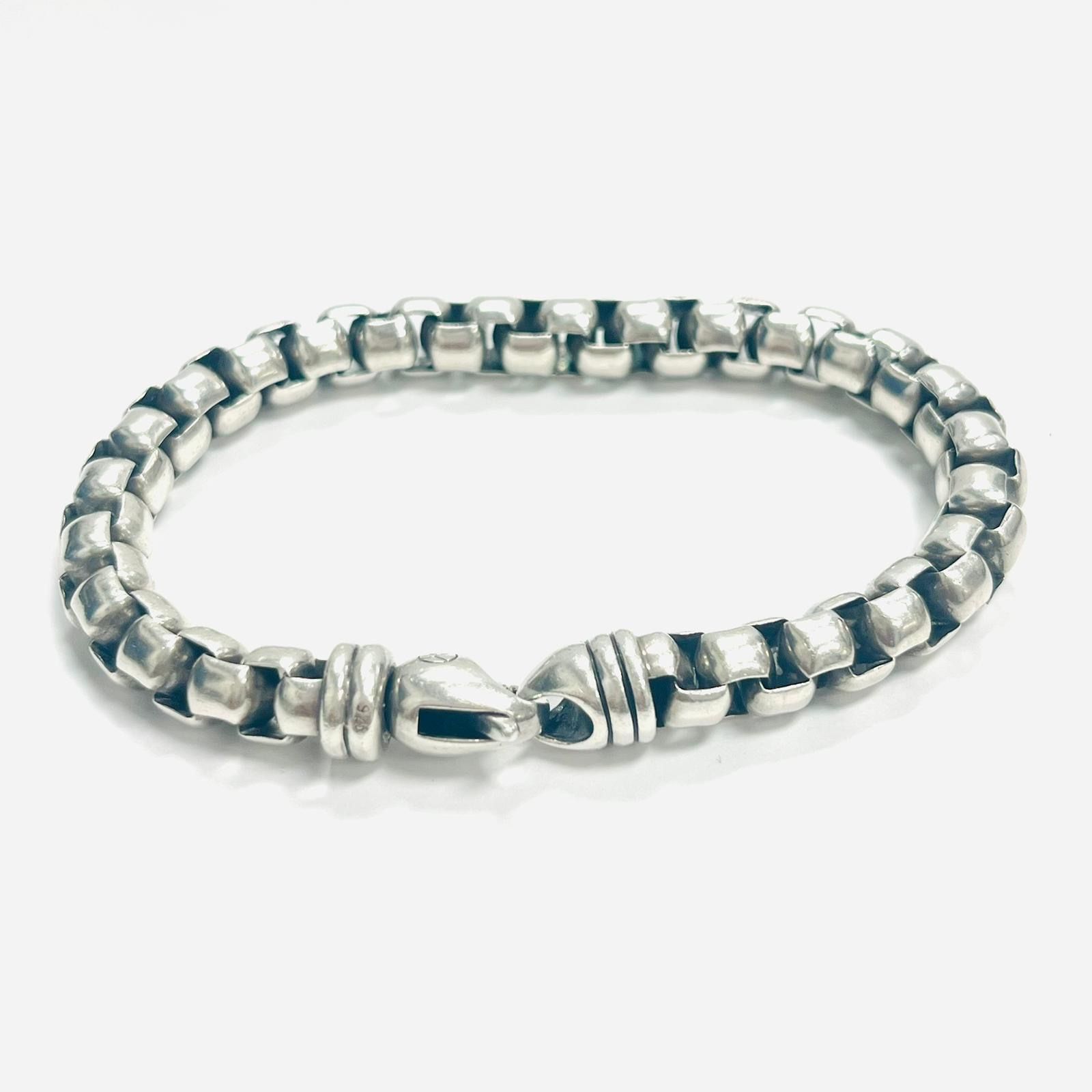 David Yurman Men’s Box Chain Sterling Silver Bracelet 5mm, 8”