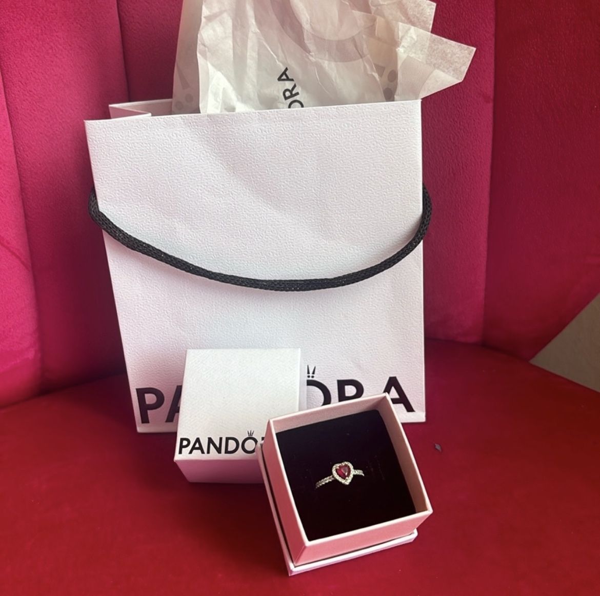 Pandora Elevated Red Heart Ring Size 8