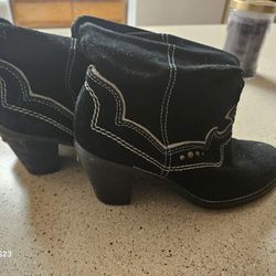 Ladies Black Suede Boots Size 6.5