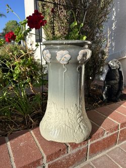 Pottery Artwork Handcrafted Plant Stand Table Display Or / Planter Vase Muti Use Granny Patio Garden Collectible