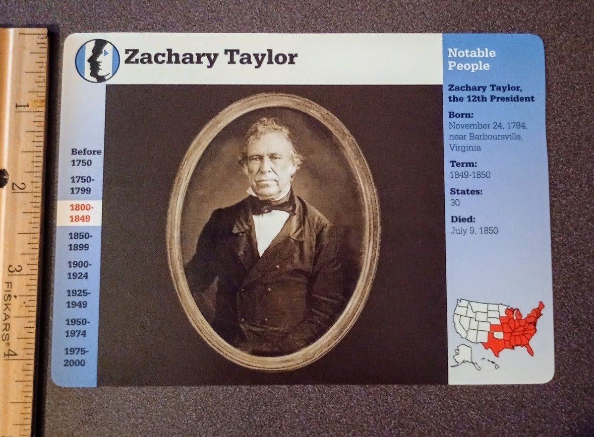 1997 Grolier Zachary Taylor President American History Vintage Collectible Large Card