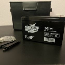 Interstate 12V 12 Amp Hour Battery With Noco U1 Battery Box & .25” F2 Type Terminals Battery Connector Cable
