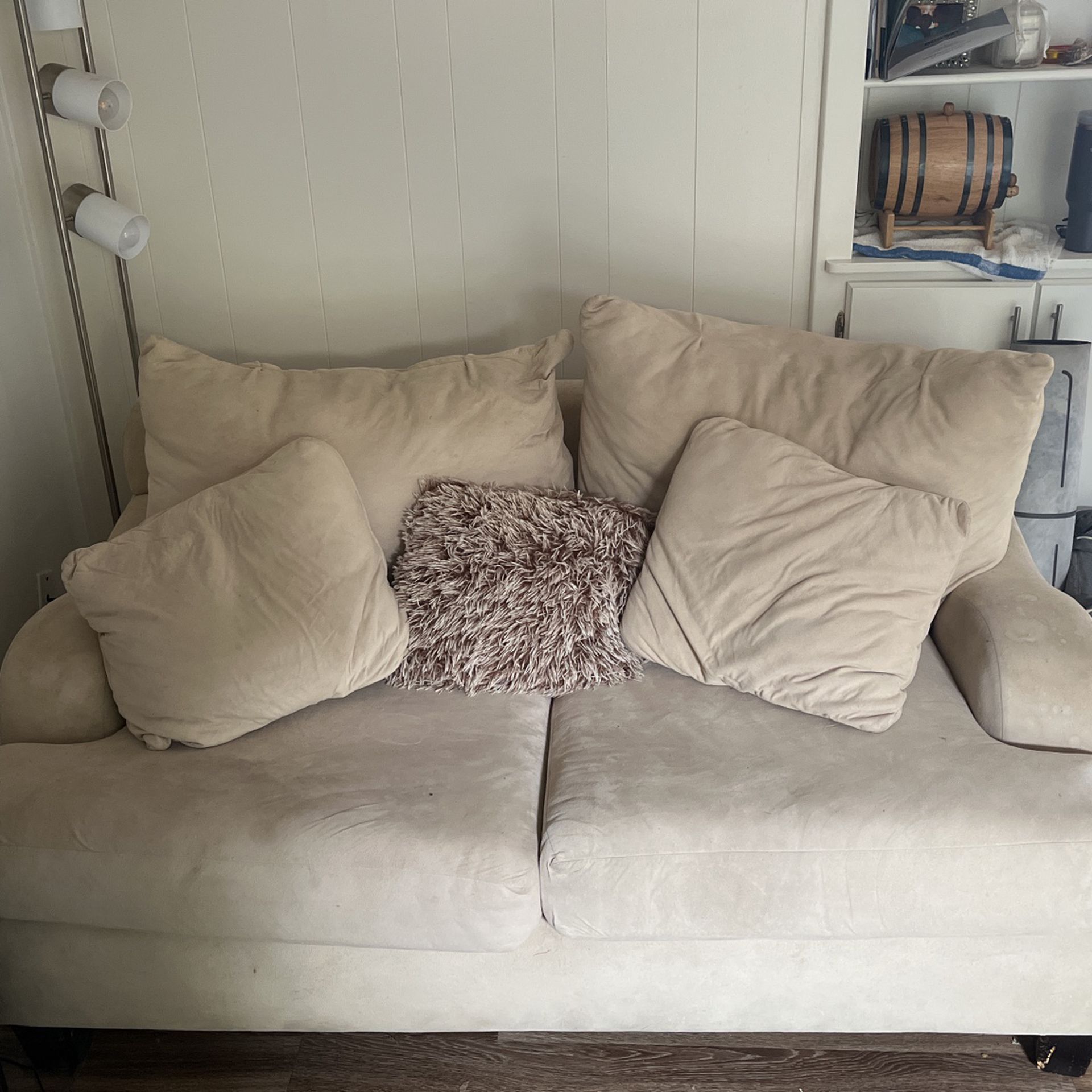 White Plush Loveseat Couch