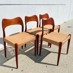 Mid-Century Arne Hovmand-Olsen Danish Teak Dining Chairs