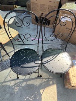 Folding Metal Bistro Chairs Set of 2