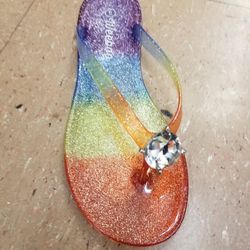 NEW Weeboo Rainbow Clear Jelly Flat Sandal With JEWEL 