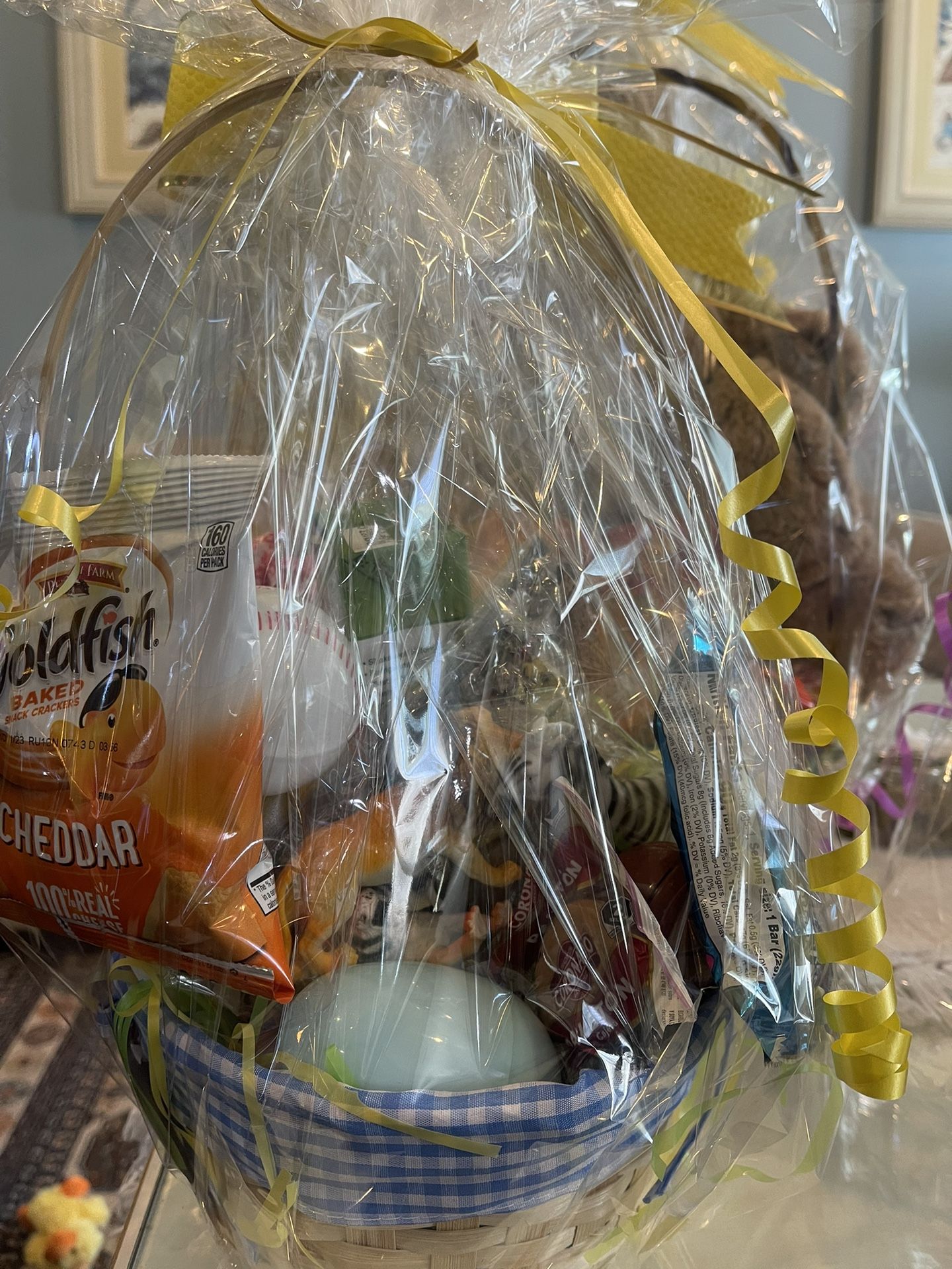 Easter Baskets With A Bag Of Little Zoo Animals And Candy Eggs 