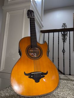 Oscar Schmidt by Washburn OH52SE 10-String Acoustic-Electric Guitar, Natural Amber Gloss Finish, Full Size, with Gig Bag