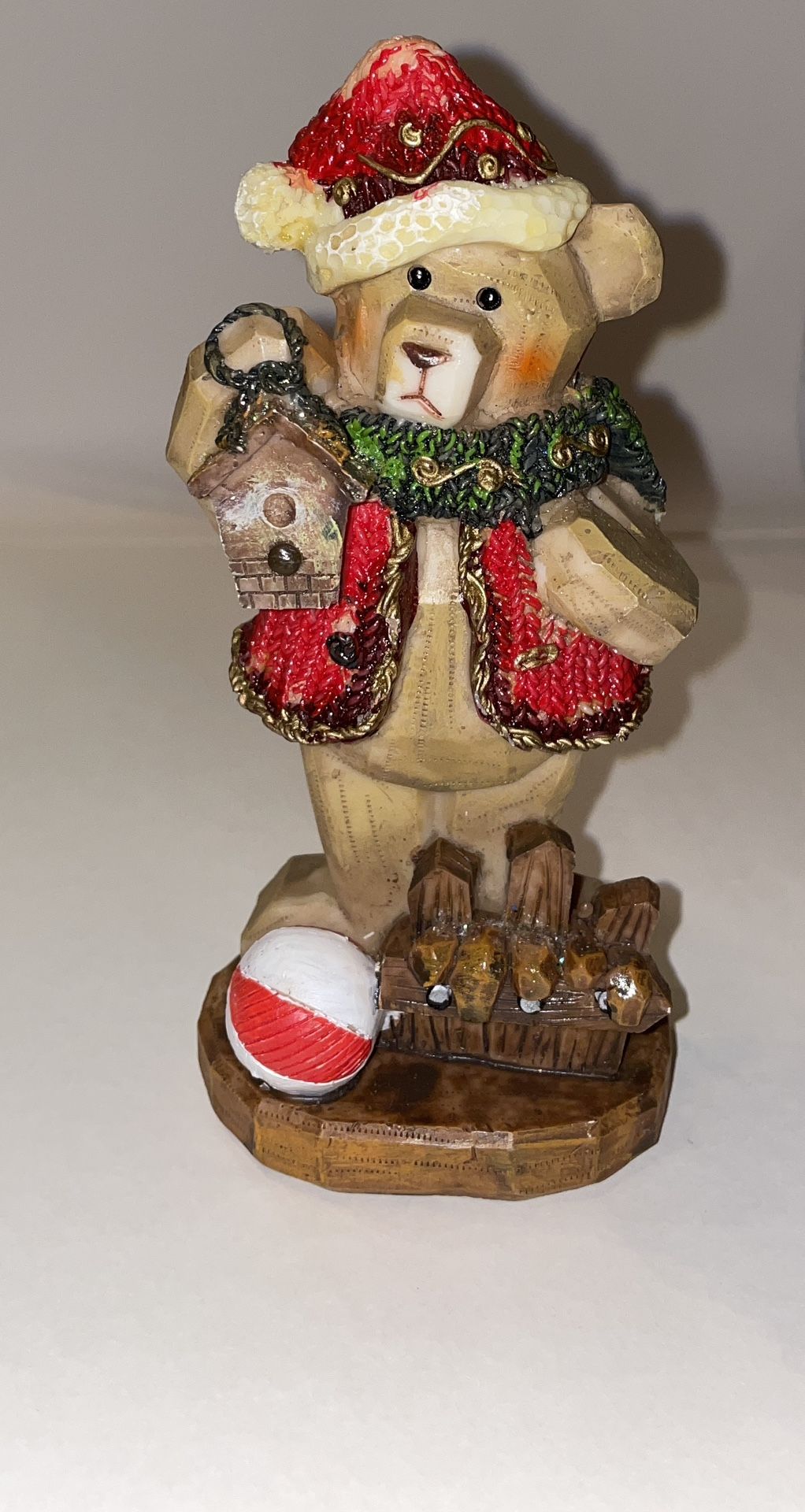 GREENBRIER INTERNATIONAL POLYSTONE CHRISTMAS BEAR FIGURINE