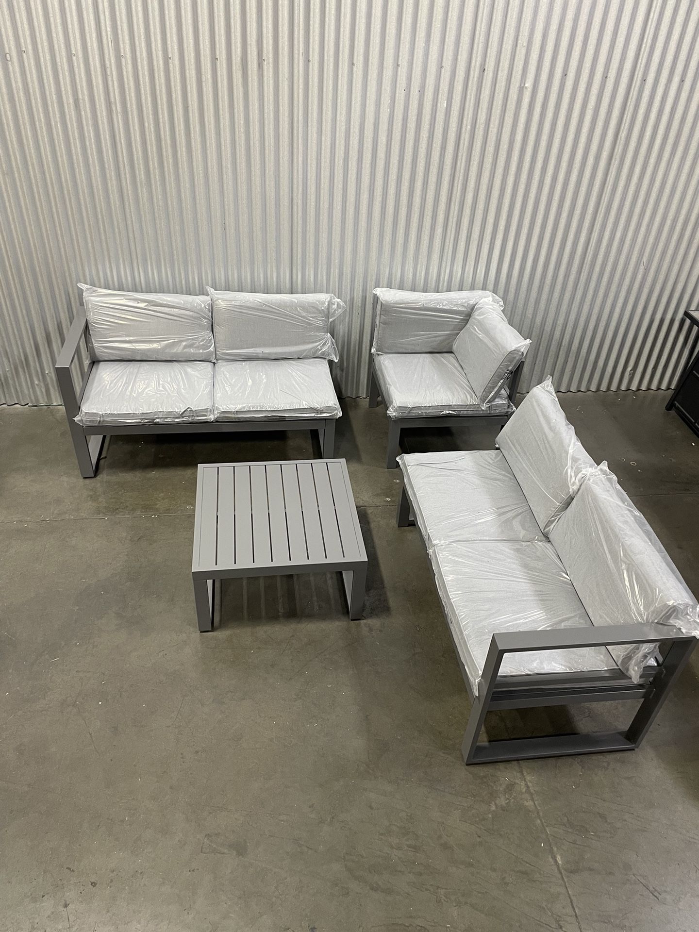 Aluminum Patio Set, Outdoor Furniture, L-Shaped Sectional Conversation