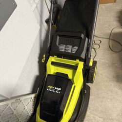 Ryobi Cordless 40 HP Push Lawn Mover With Bonus/extra Battery Pack