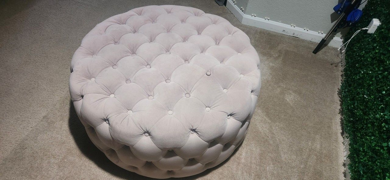 Pink Round Ottoman